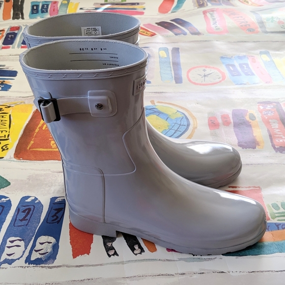 NEW Hunter Refined Short Rain Boots Glossy Gray 8 - Picture 4 of 8